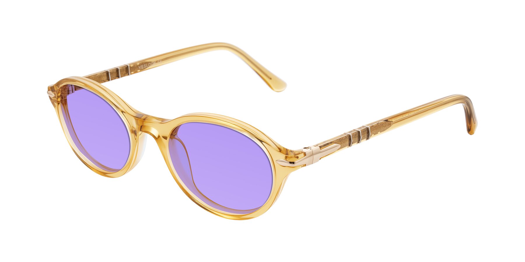 Angle of Sidriah in Transparent Amber with Medium Purple Tinted Lenses