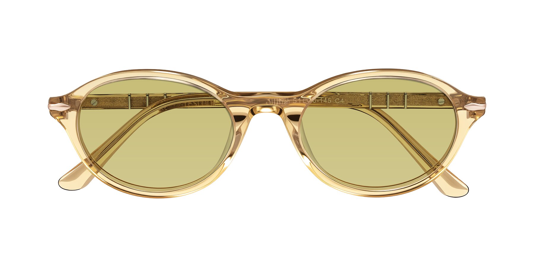 Folded Front of Sidriah in Transparent Amber with Medium Champagne Tinted Lenses