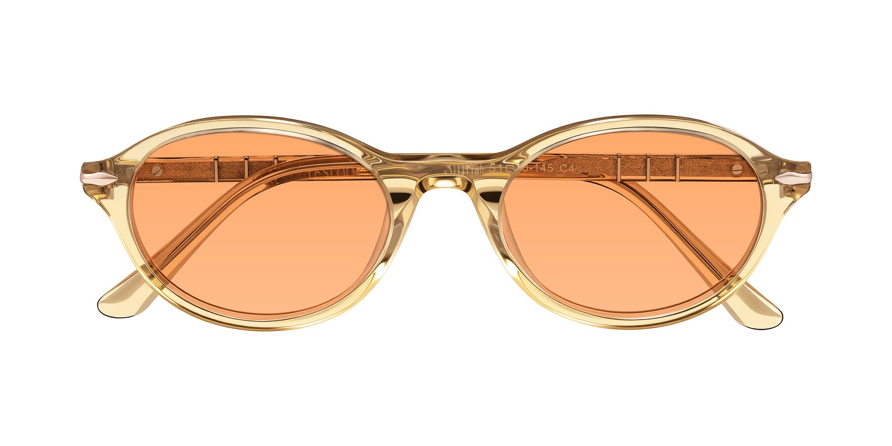 Folded Front of Sidriah in Transparent Amber with Medium Orange Tinted Lenses