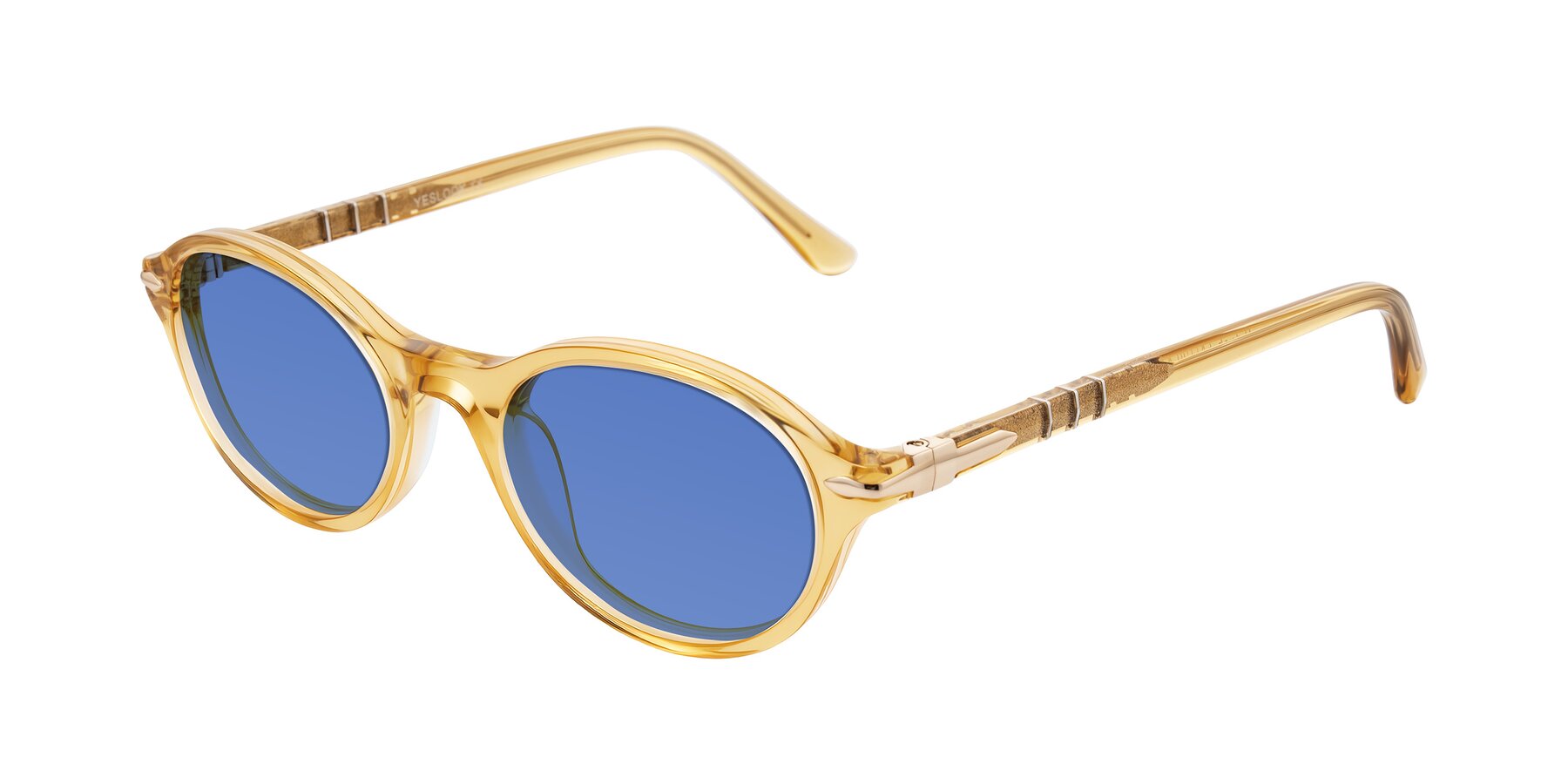 Angle of Sidriah in Transparent Amber with Blue Tinted Lenses