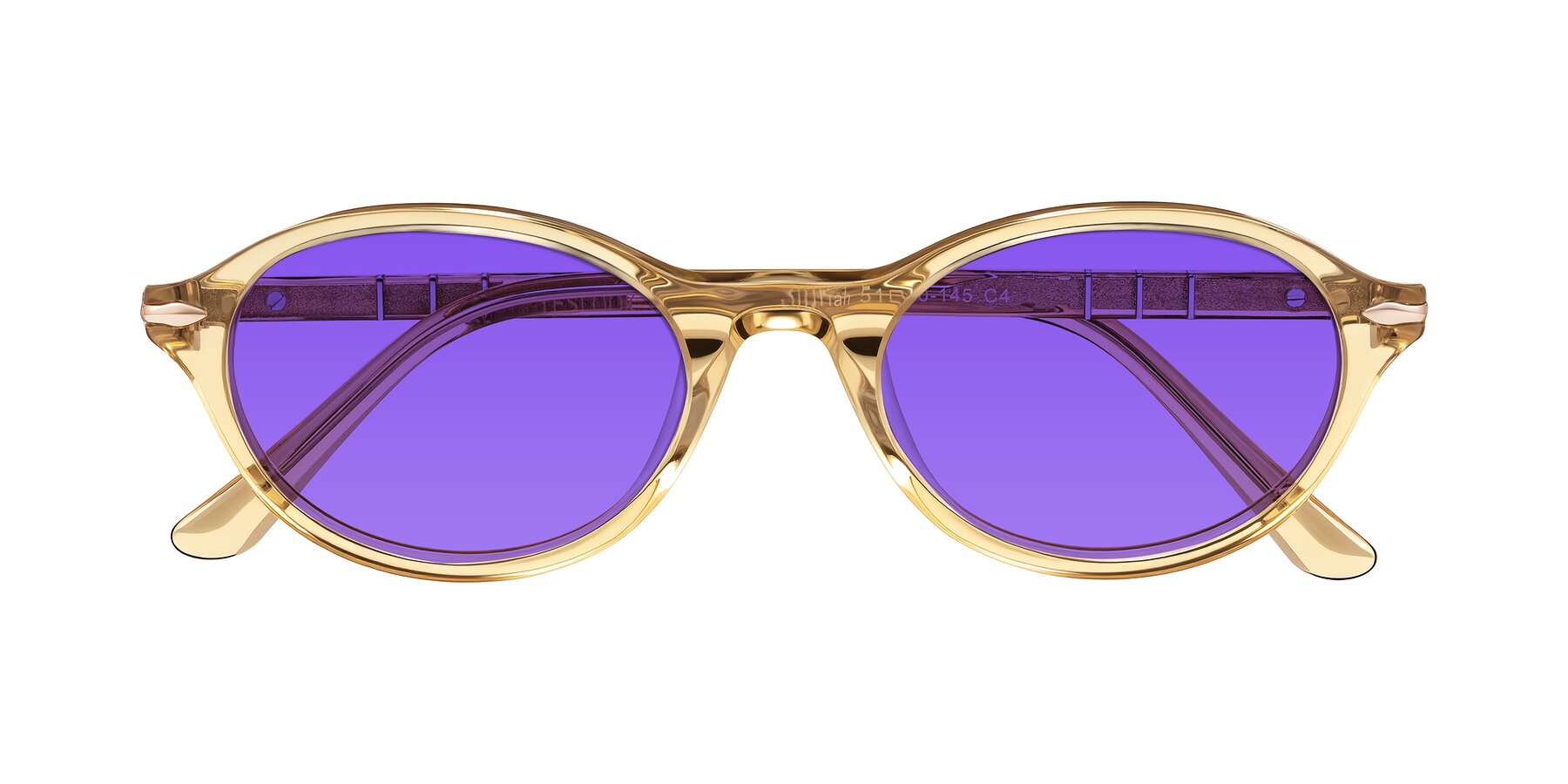 Folded Front of Sidriah in Transparent Amber with Purple Tinted Lenses