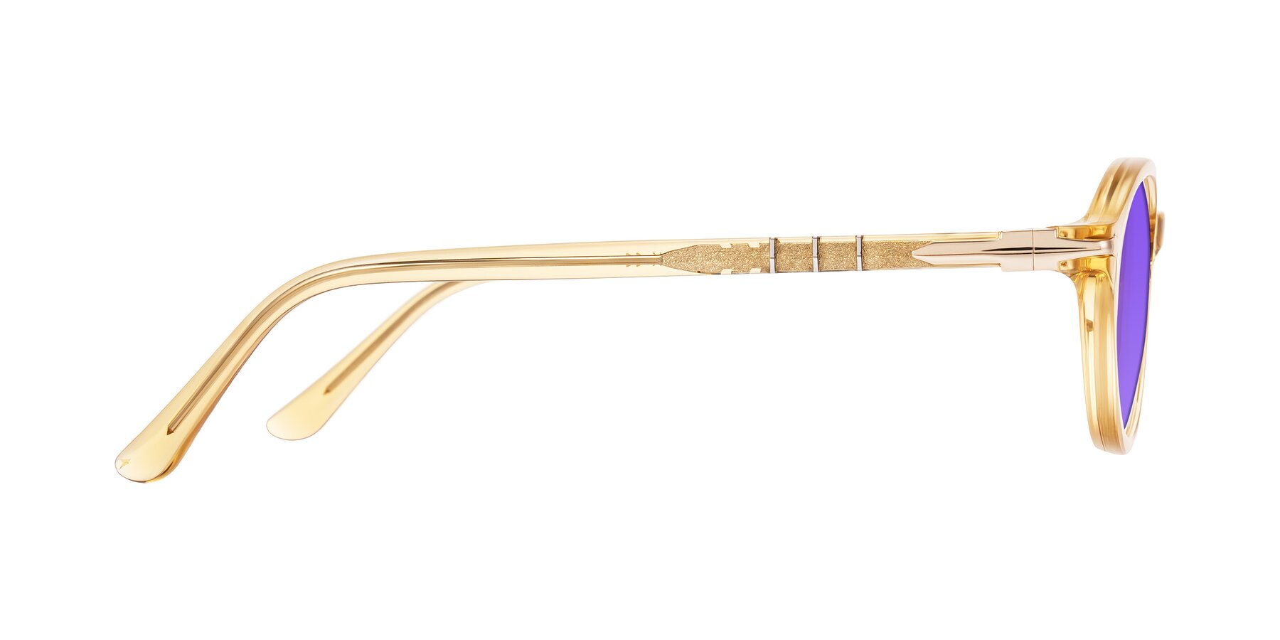 Side of Sidriah in Transparent Amber with Purple Tinted Lenses