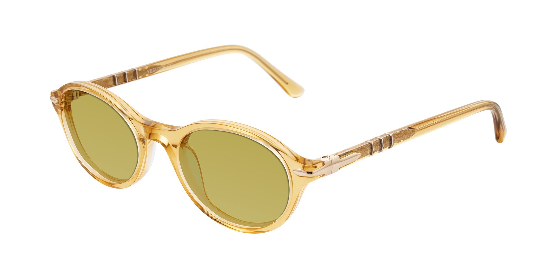 Angle of Sidriah in Transparent Amber with Champagne Tinted Lenses