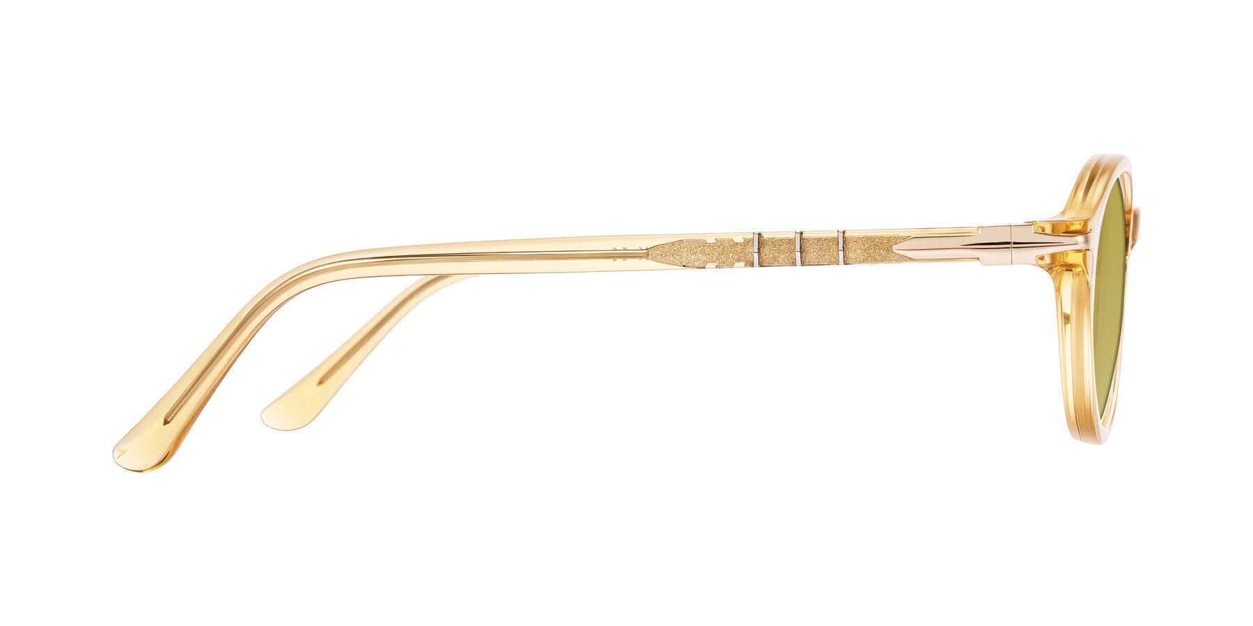 Side of Sidriah in Transparent Amber with Champagne Tinted Lenses