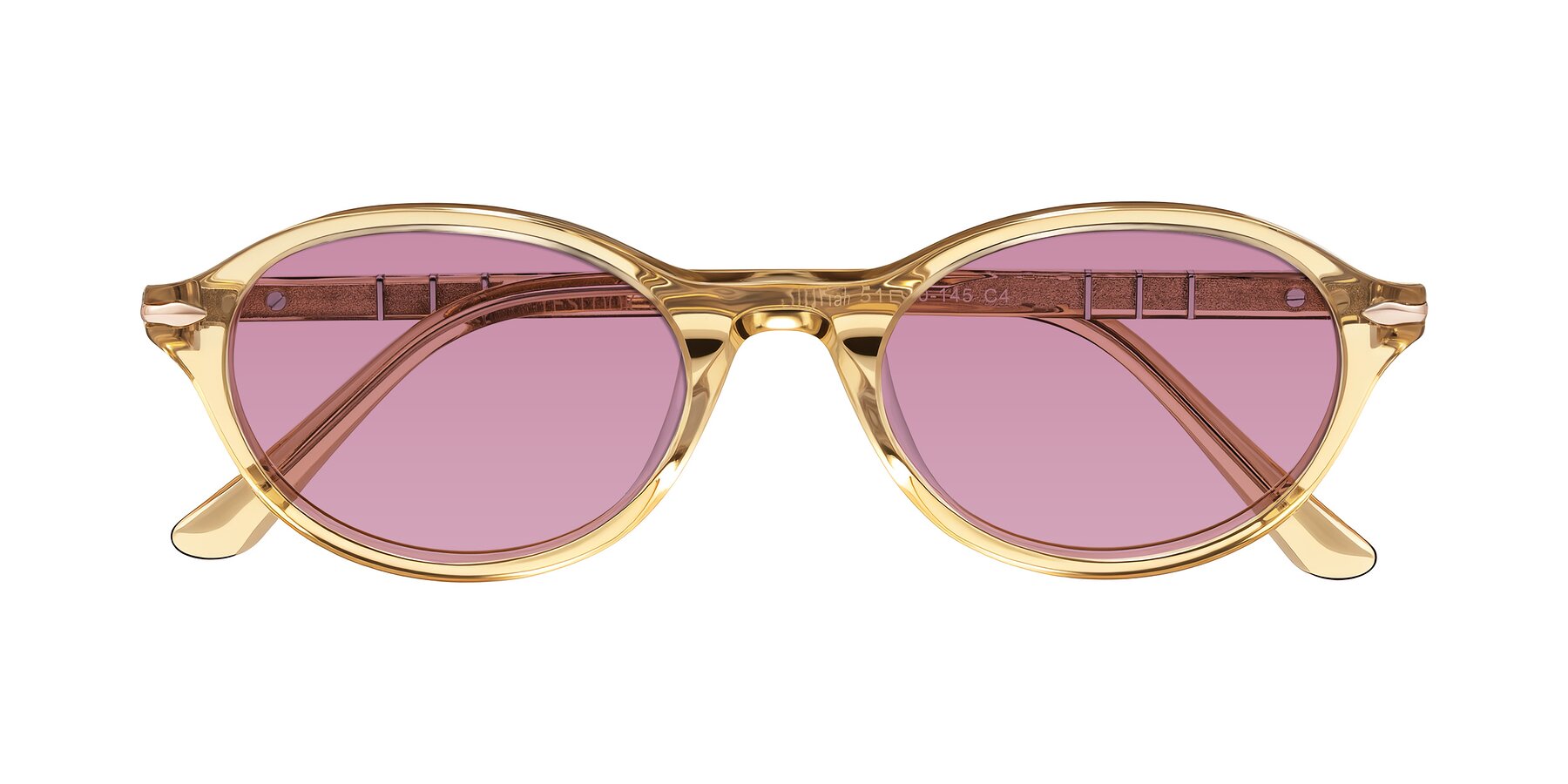 Folded Front of Sidriah in Transparent Amber with Medium Wine Tinted Lenses
