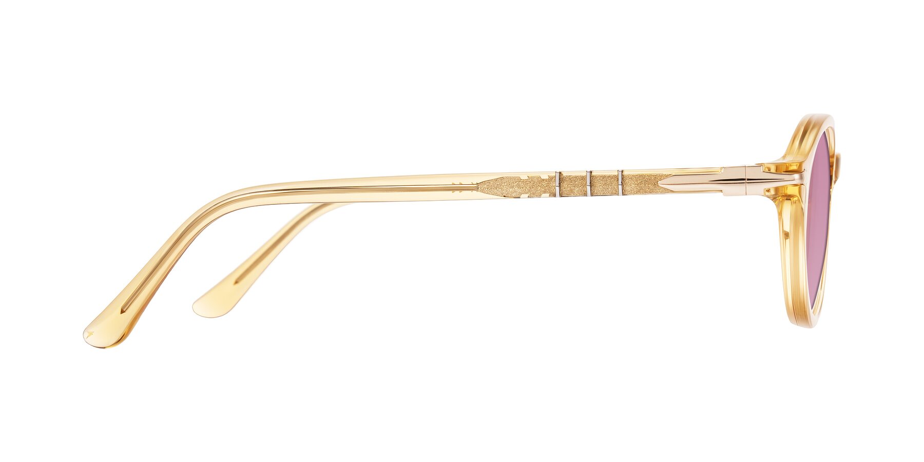 Side of Sidriah in Transparent Amber with Medium Wine Tinted Lenses