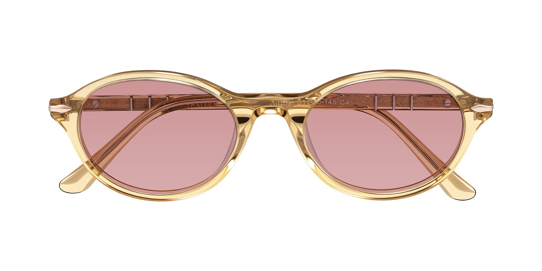Folded Front of Sidriah in Transparent Amber with Medium Garnet Tinted Lenses