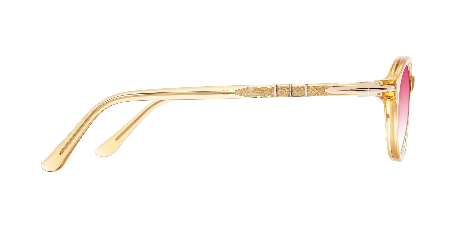 Side of Sidriah in Transparent Amber with Pink Gradient Lenses