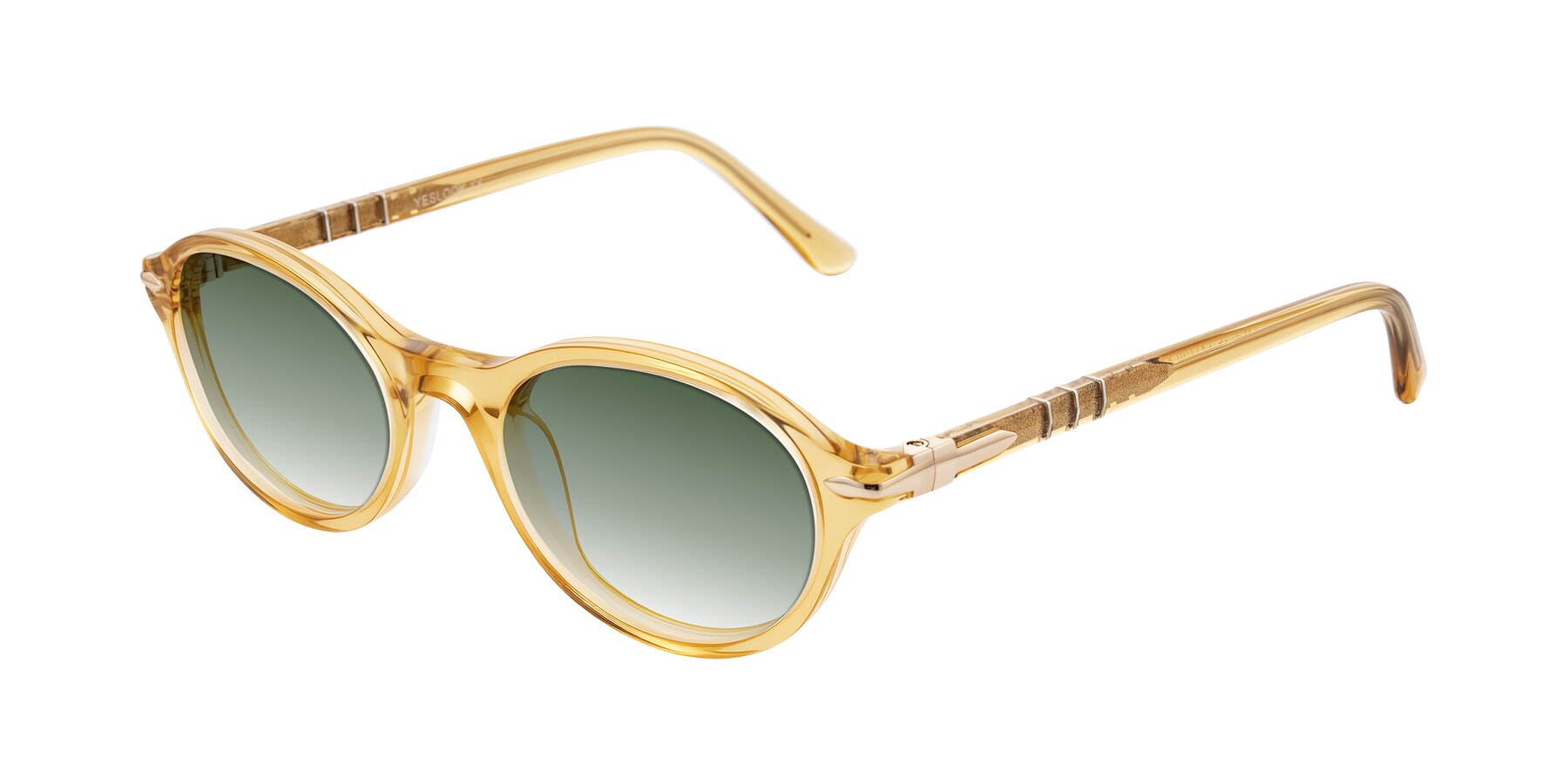 Angle of Sidriah in Transparent Amber with Green Gradient Lenses