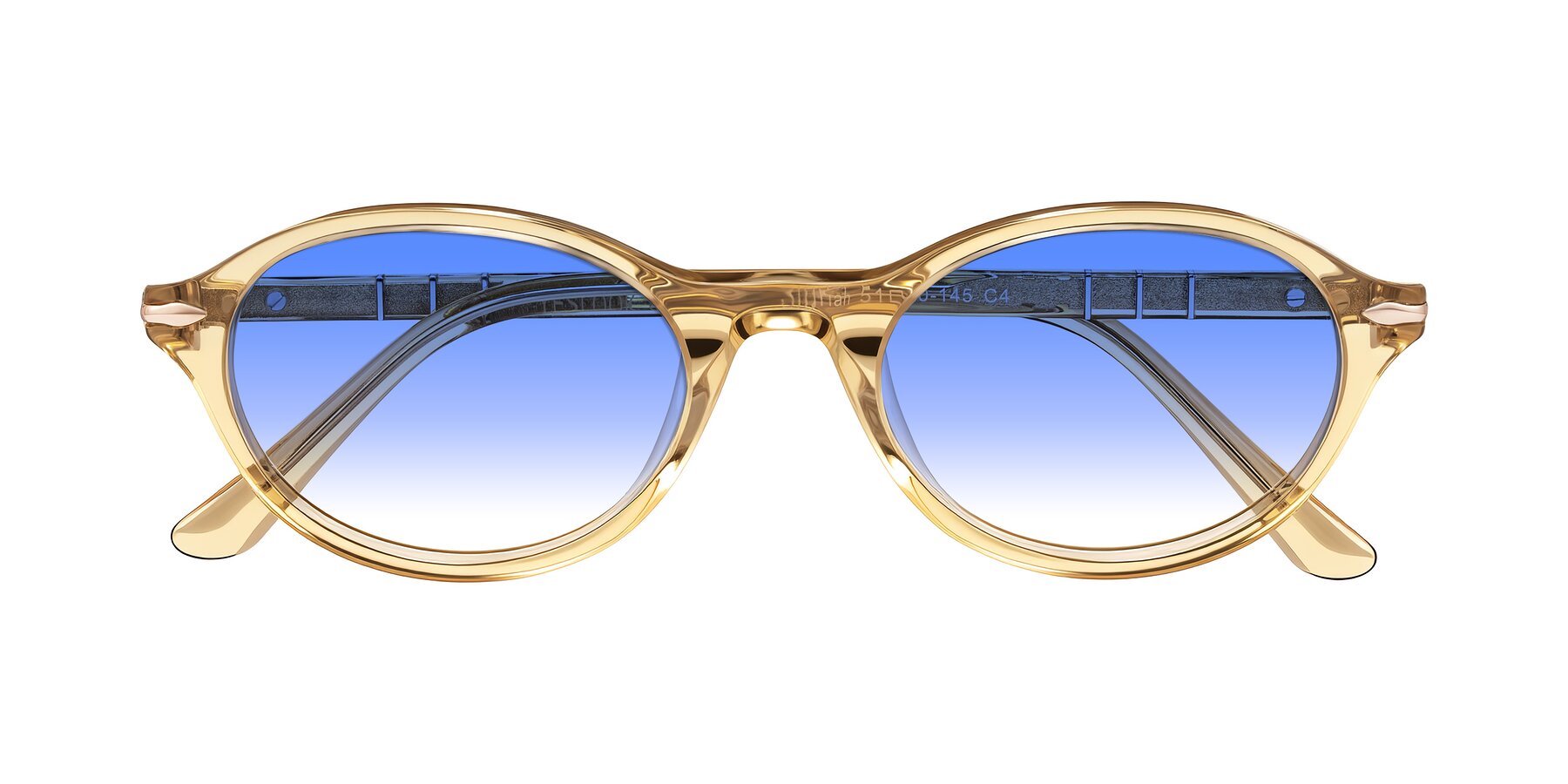 Folded Front of Sidriah in Transparent Amber with Blue Gradient Lenses