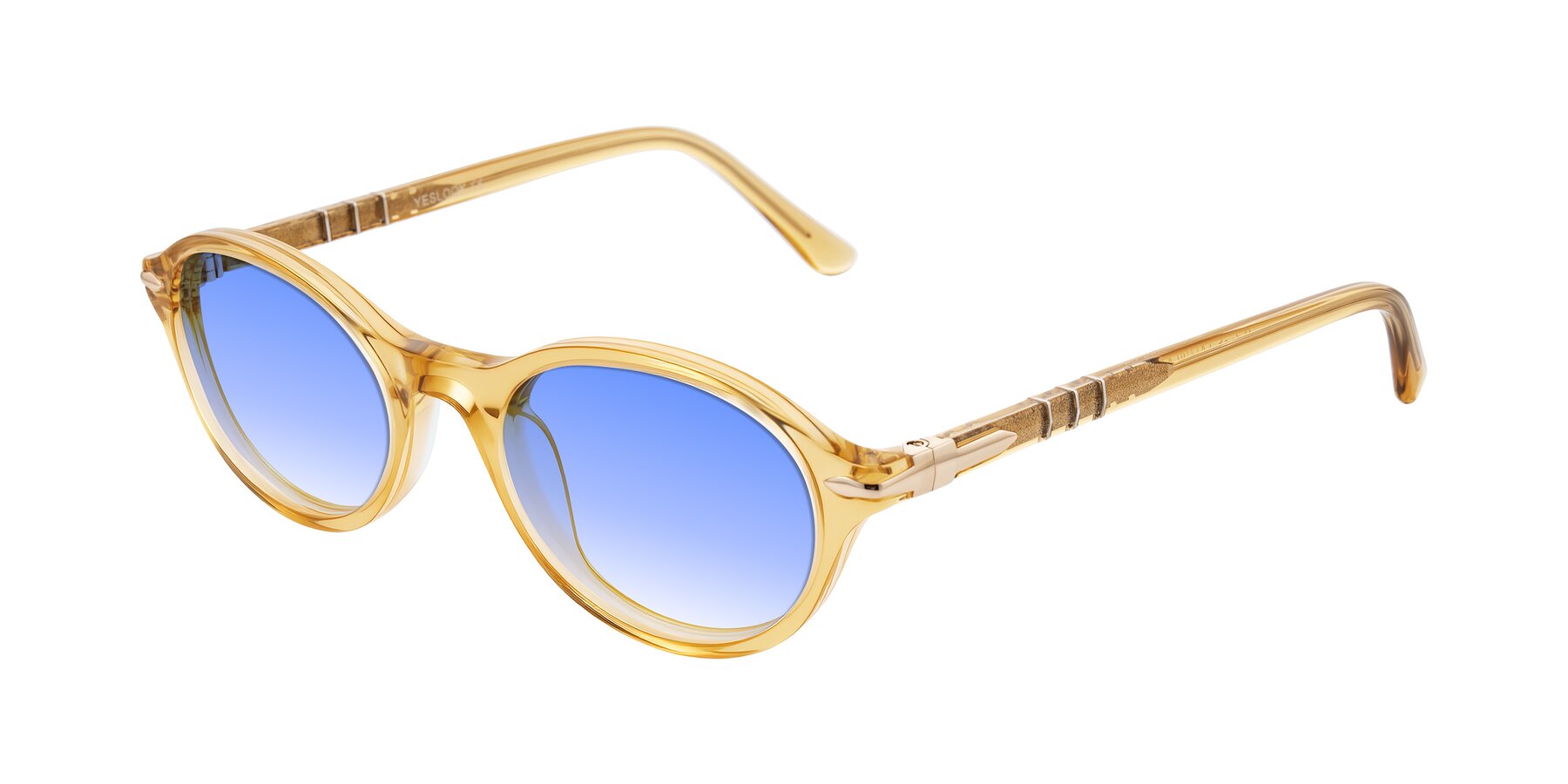 Angle of Sidriah in Transparent Amber with Blue Gradient Lenses