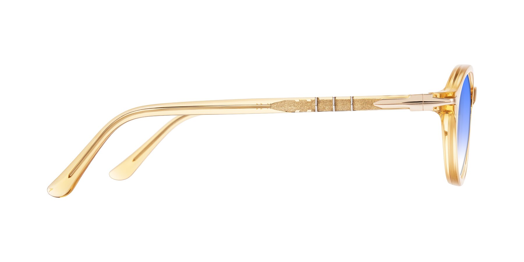 Side of Sidriah in Transparent Amber with Blue Gradient Lenses