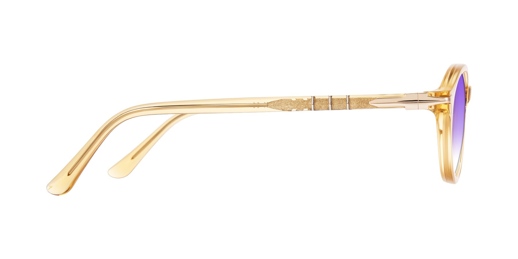 Side of Sidriah in Transparent Amber with Purple Gradient Lenses
