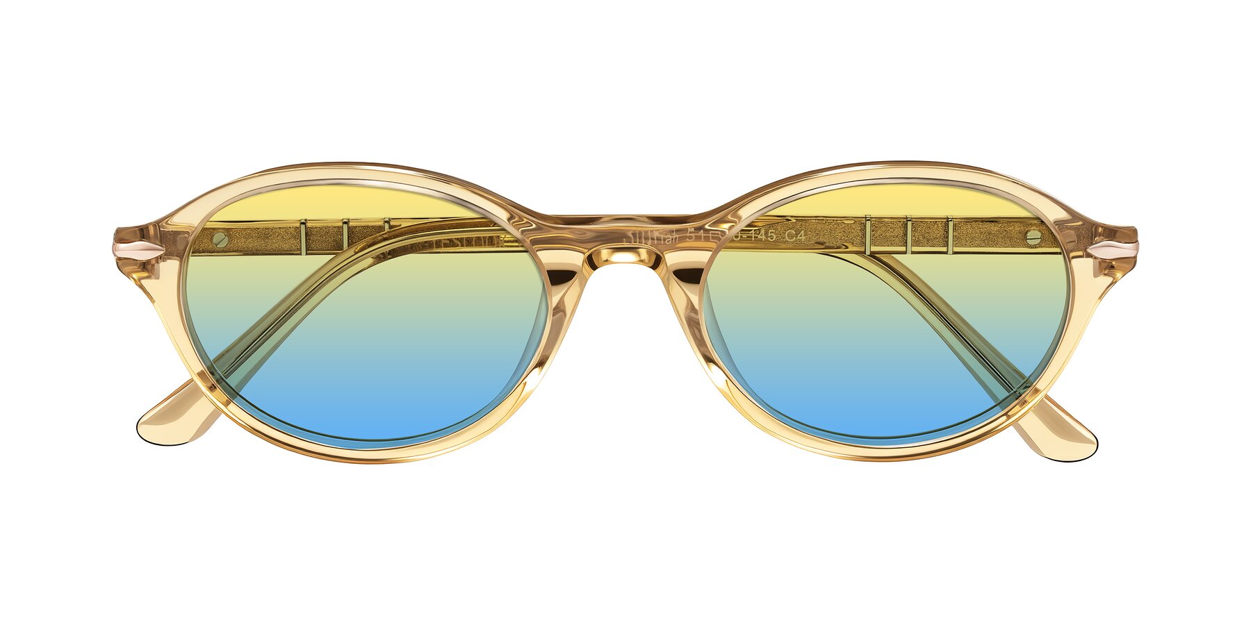Folded Front of Sidriah in Transparent Amber with Yellow / Blue Gradient Lenses