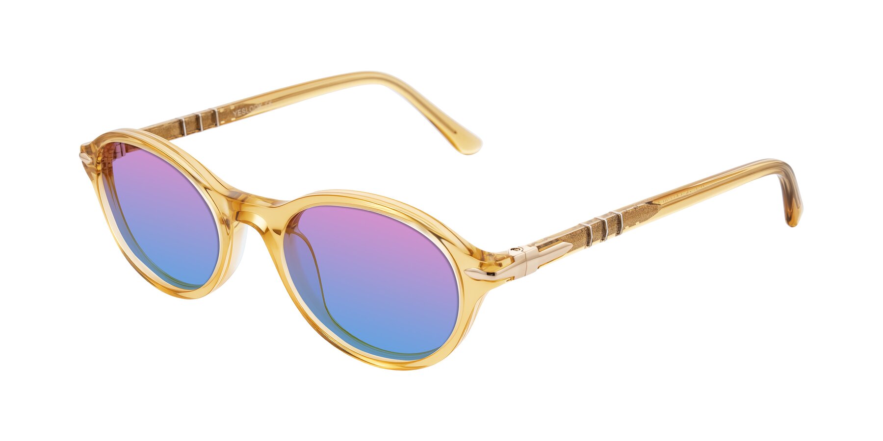 Angle of Sidriah in Transparent Amber with Pink / Blue Gradient Lenses