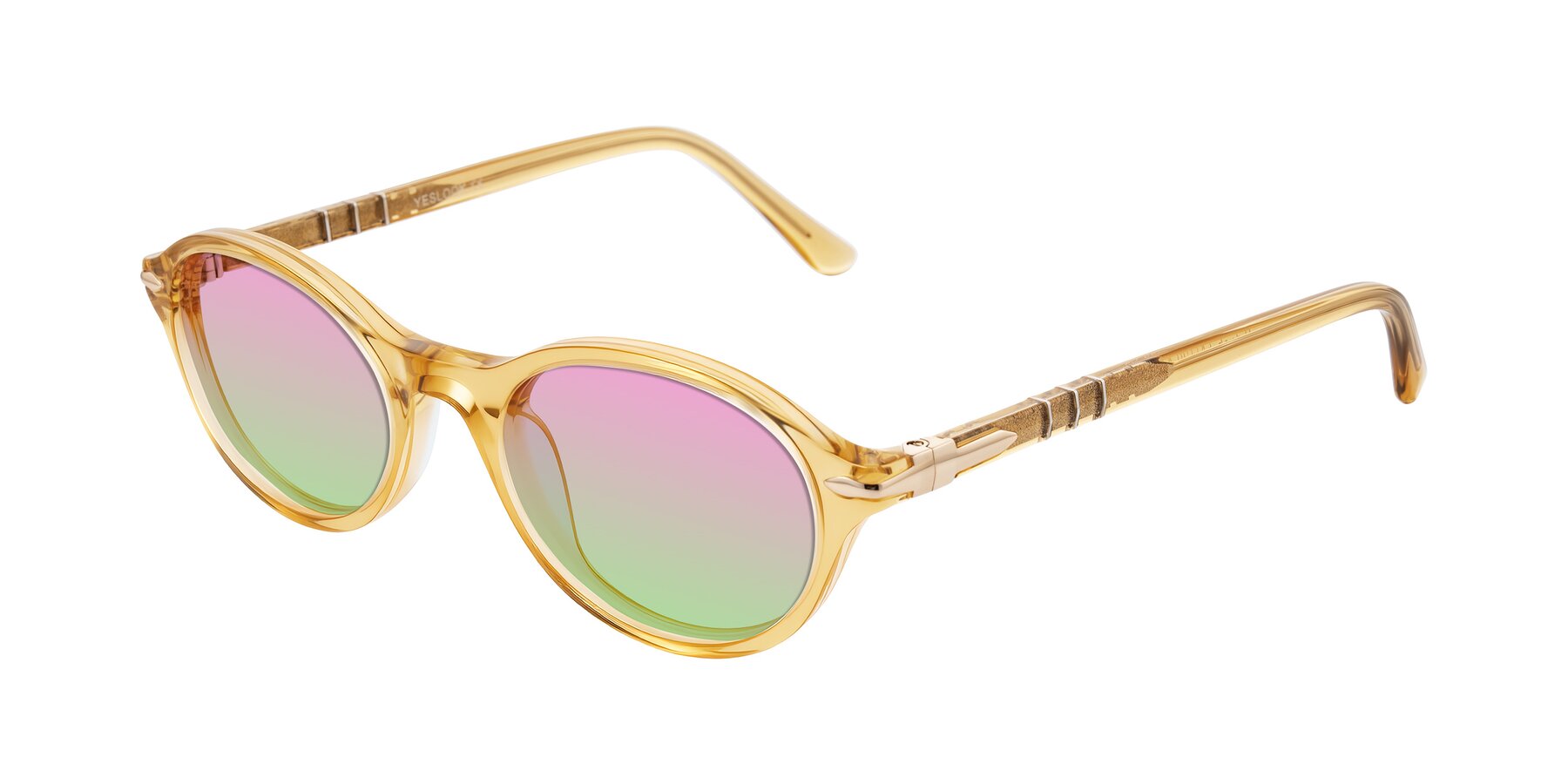 Angle of Sidriah in Transparent Amber with Pink / Green Gradient Lenses