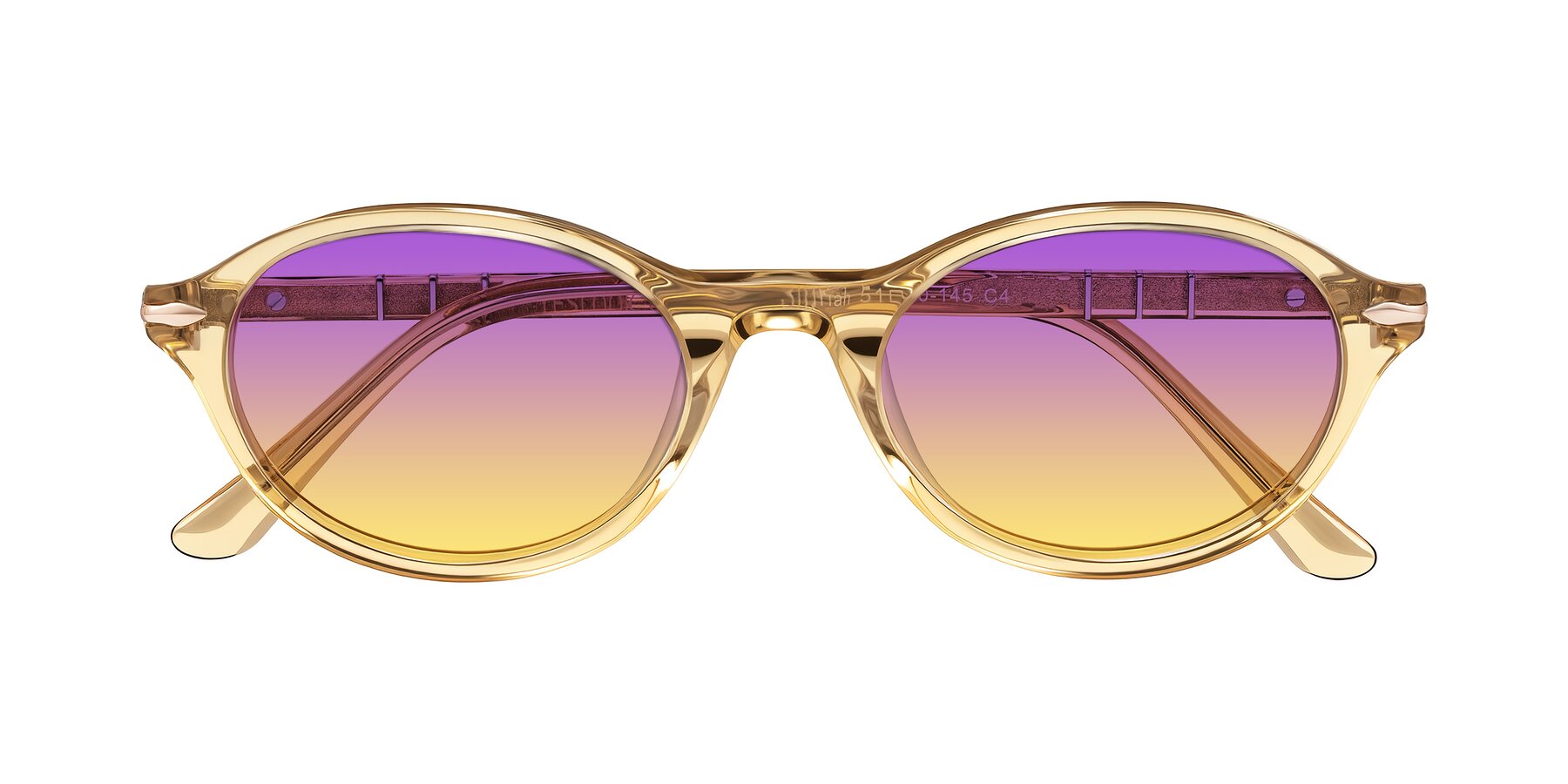Folded Front of Sidriah in Transparent Amber with Purple / Yellow Gradient Lenses