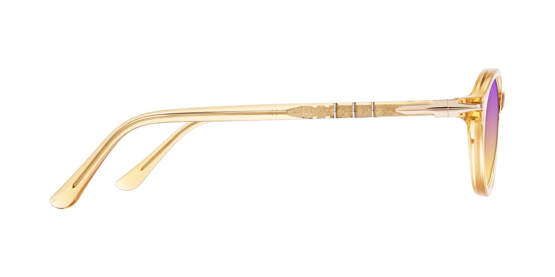 Side of Sidriah in Transparent Amber with Purple / Yellow Gradient Lenses