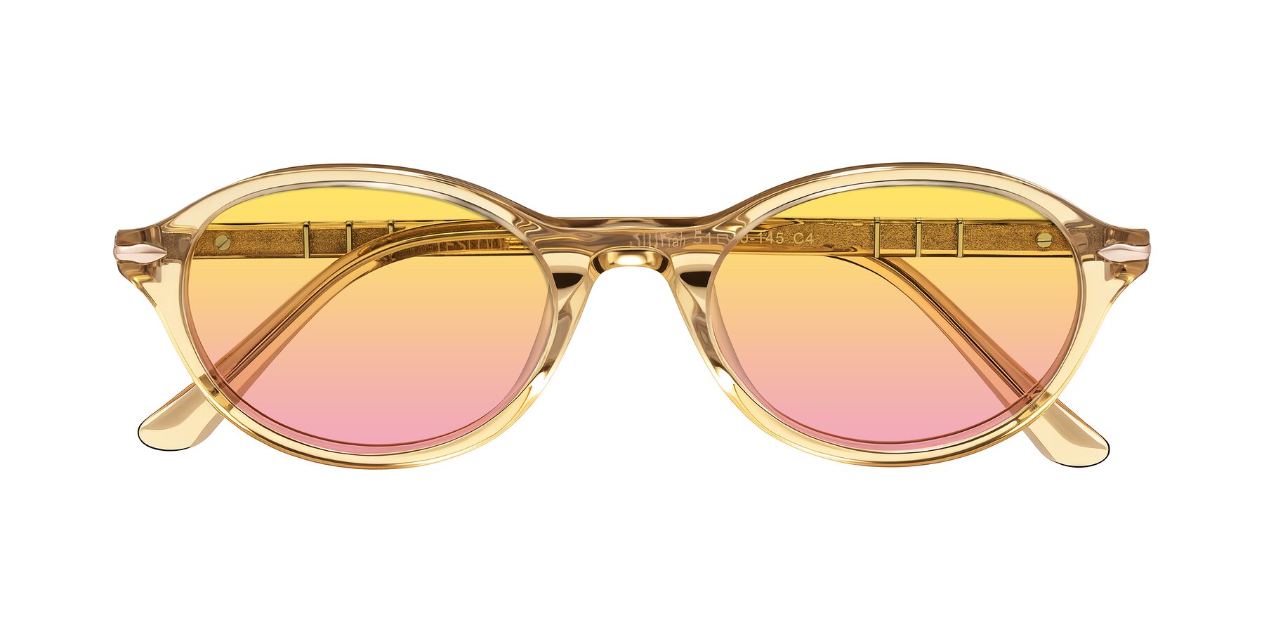 Folded Front of Sidriah in Transparent Amber with Yellow / Pink Gradient Lenses