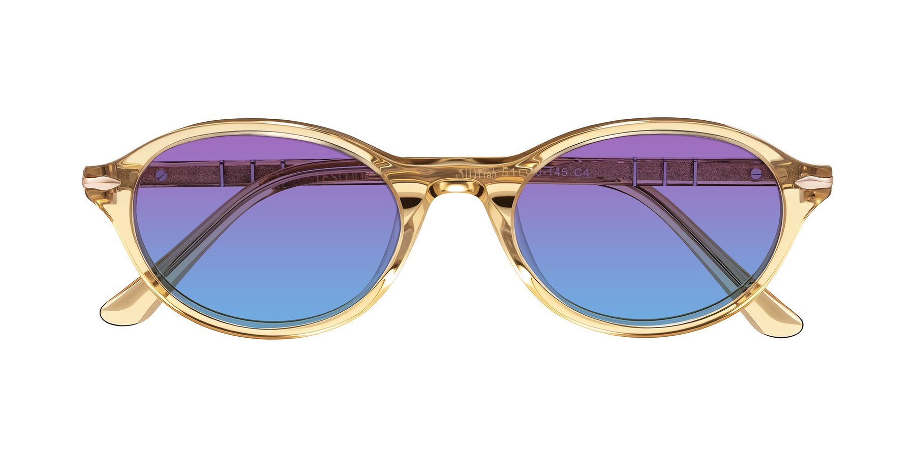 Folded Front of Sidriah in Transparent Amber with Purple / Blue Gradient Lenses