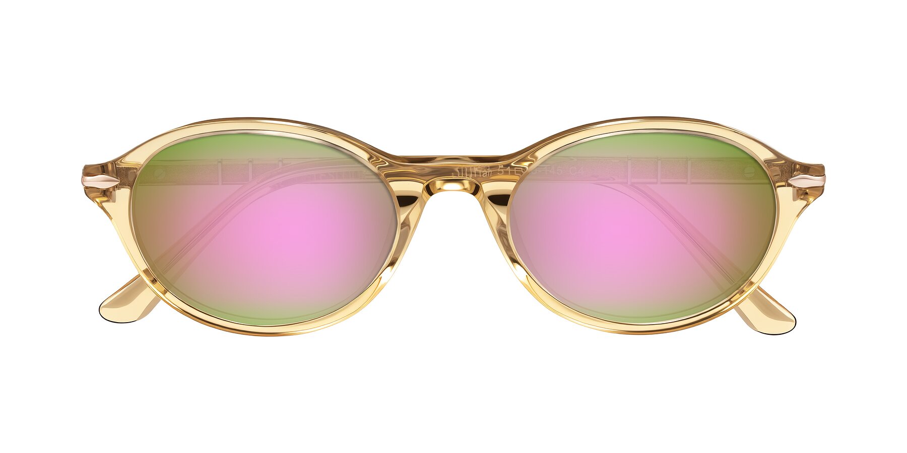 Folded Front of Sidriah in Transparent Amber with Pink Mirrored Lenses