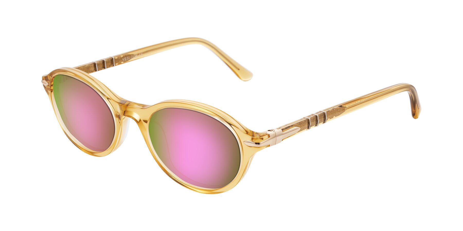 Angle of Sidriah in Transparent Amber with Pink Mirrored Lenses