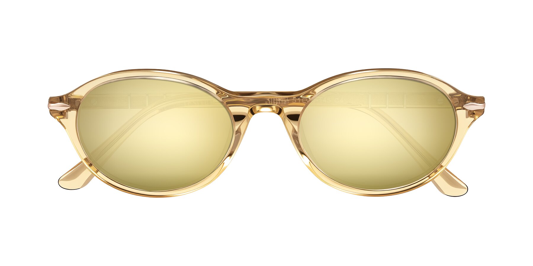Folded Front of Sidriah in Transparent Amber with Gold Mirrored Lenses