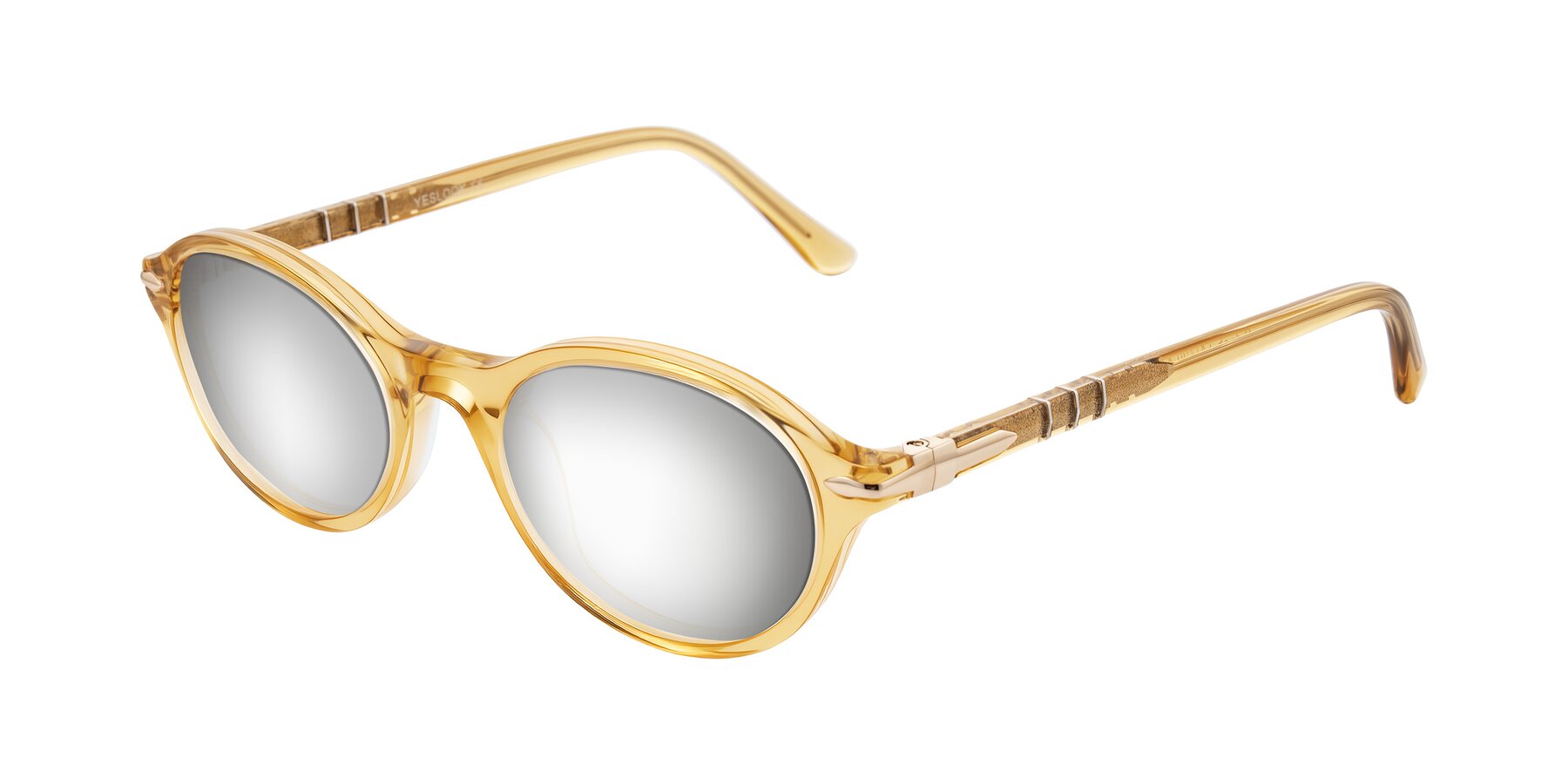 Angle of Sidriah in Transparent Amber with Silver Mirrored Lenses