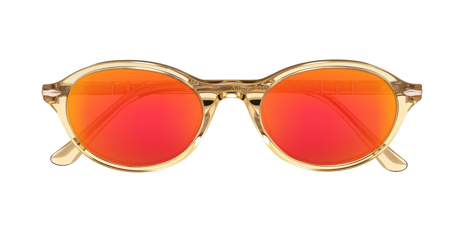 Folded Front of Sidriah in Transparent Amber with Red Gold Mirrored Lenses