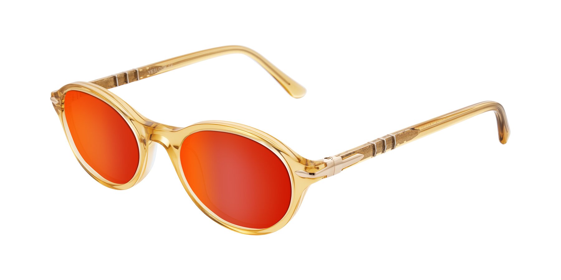 Angle of Sidriah in Transparent Amber with Red Gold Mirrored Lenses