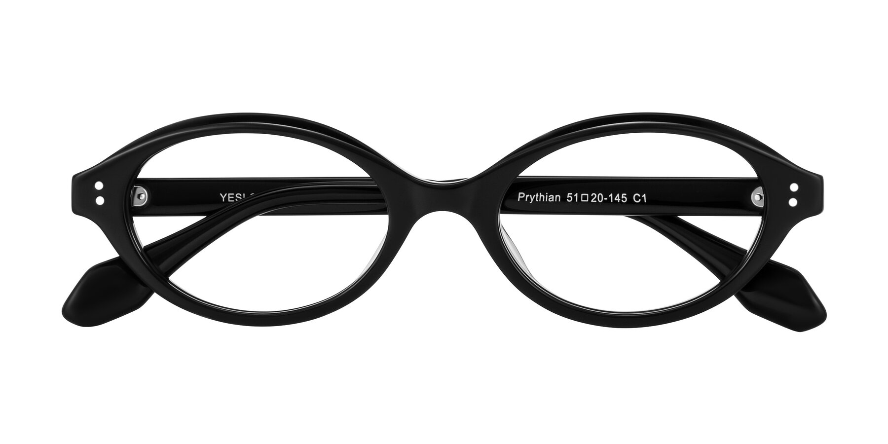 Folded Front of Prythian in Black with Clear Reading Eyeglass Lenses