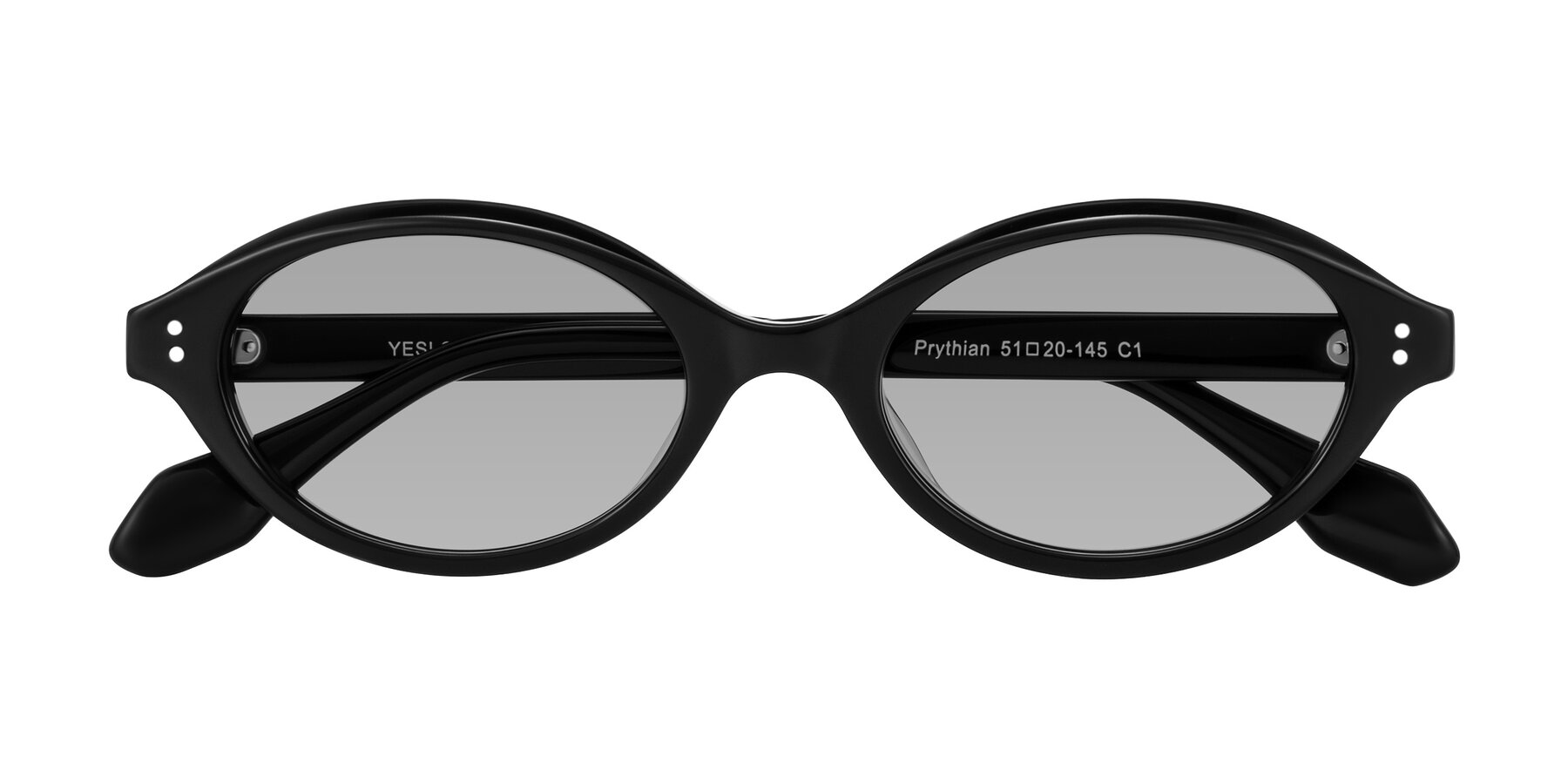 Folded Front of Prythian in Black with Light Gray Tinted Lenses