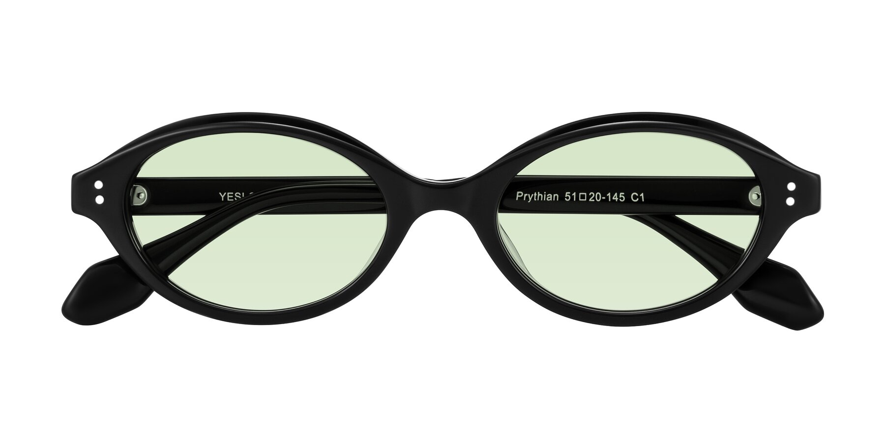 Folded Front of Prythian in Black with Light Green Tinted Lenses