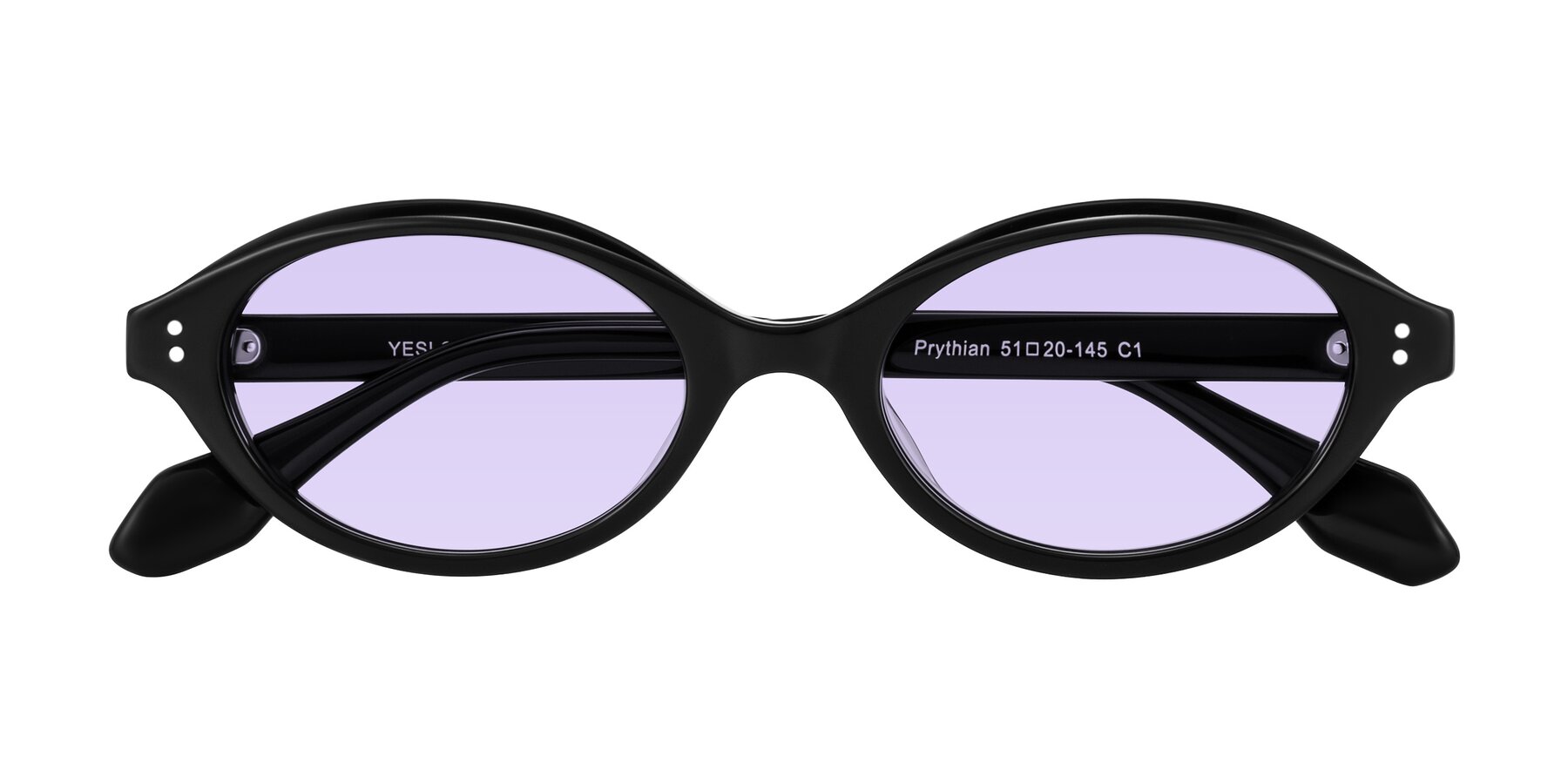 Folded Front of Prythian in Black with Light Purple Tinted Lenses