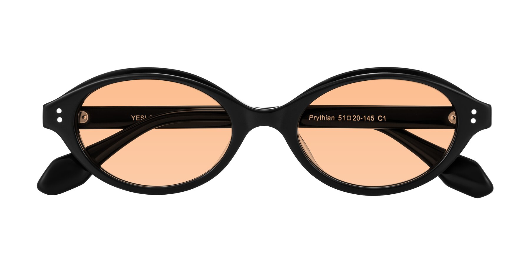 Folded Front of Prythian in Black with Light Orange Tinted Lenses