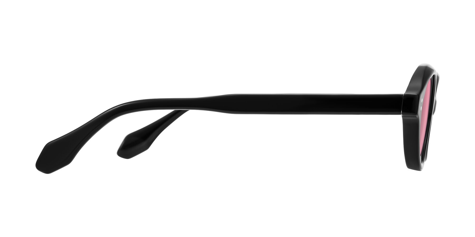 Side of Prythian in Black with Pink Tinted Lenses
