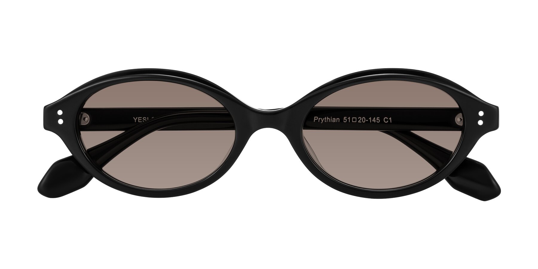 Folded Front of Prythian in Black with Medium Brown Tinted Lenses