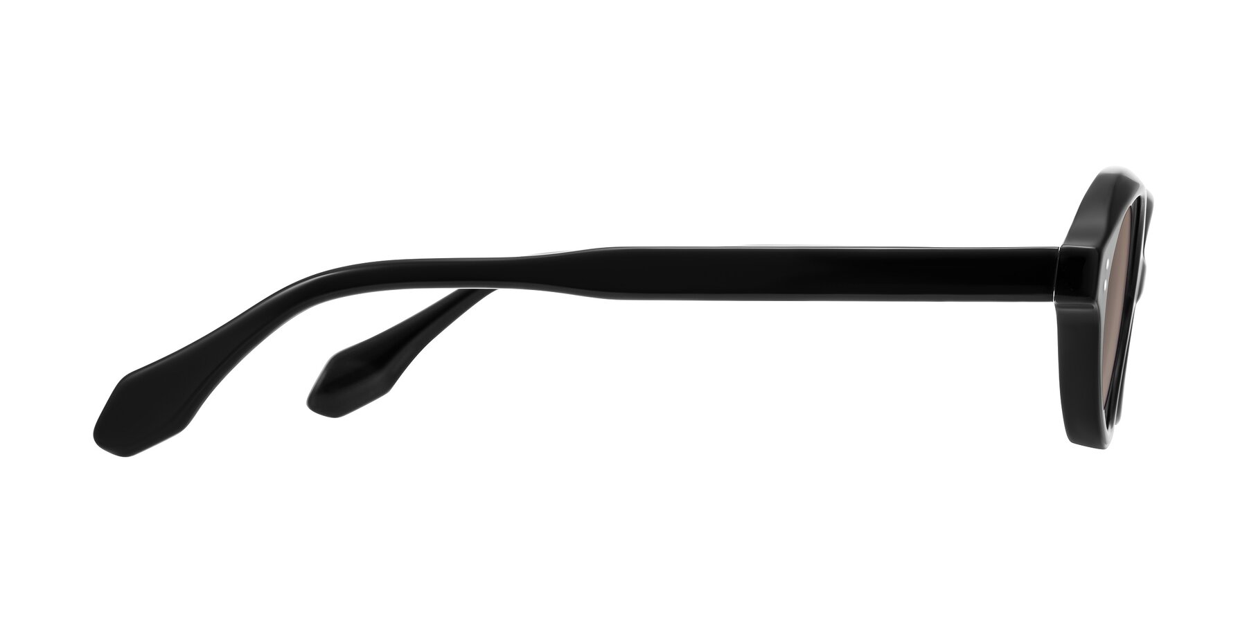 Side of Prythian in Black with Medium Brown Tinted Lenses