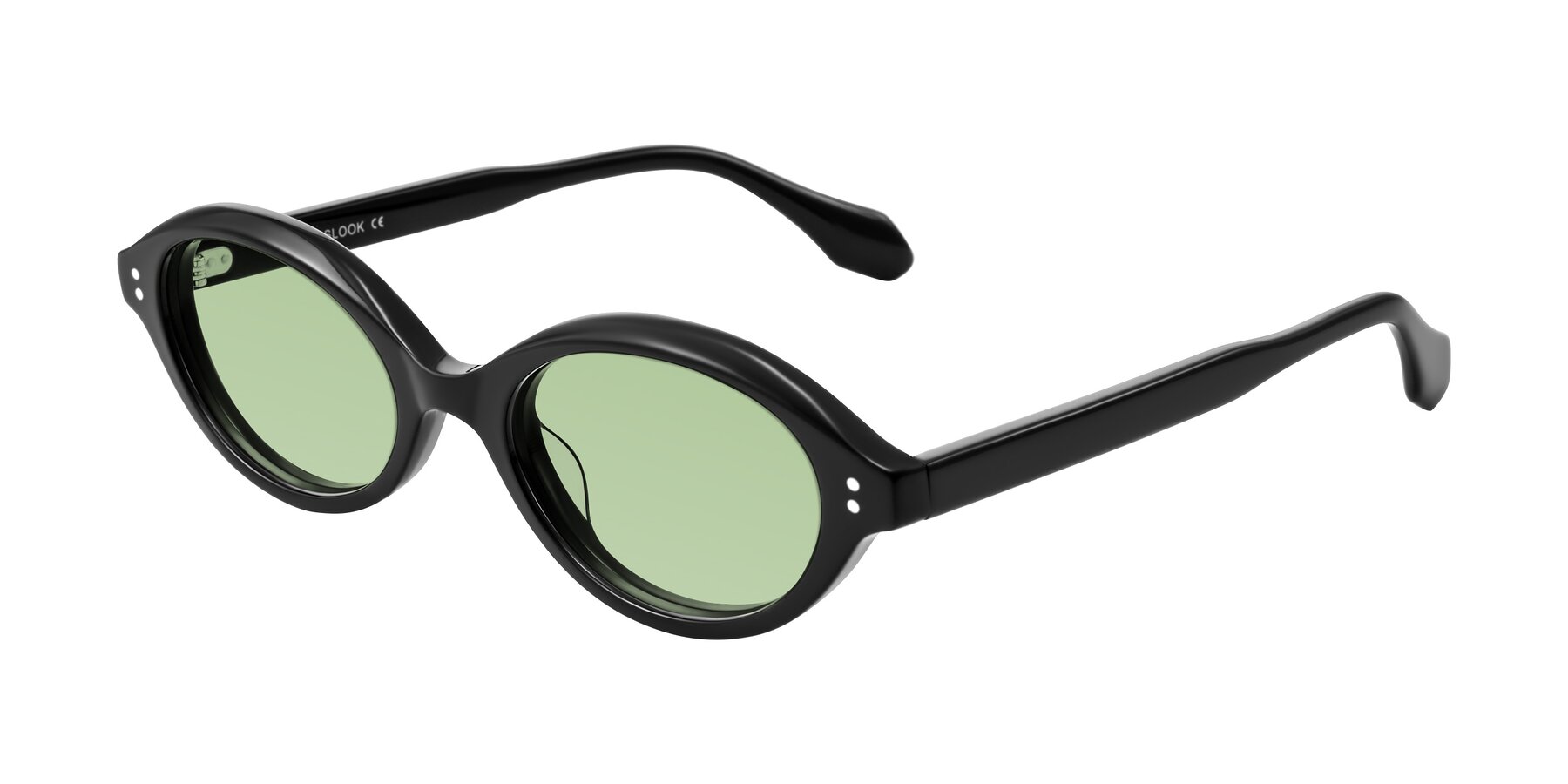 Angle of Prythian in Black with Medium Green Tinted Lenses
