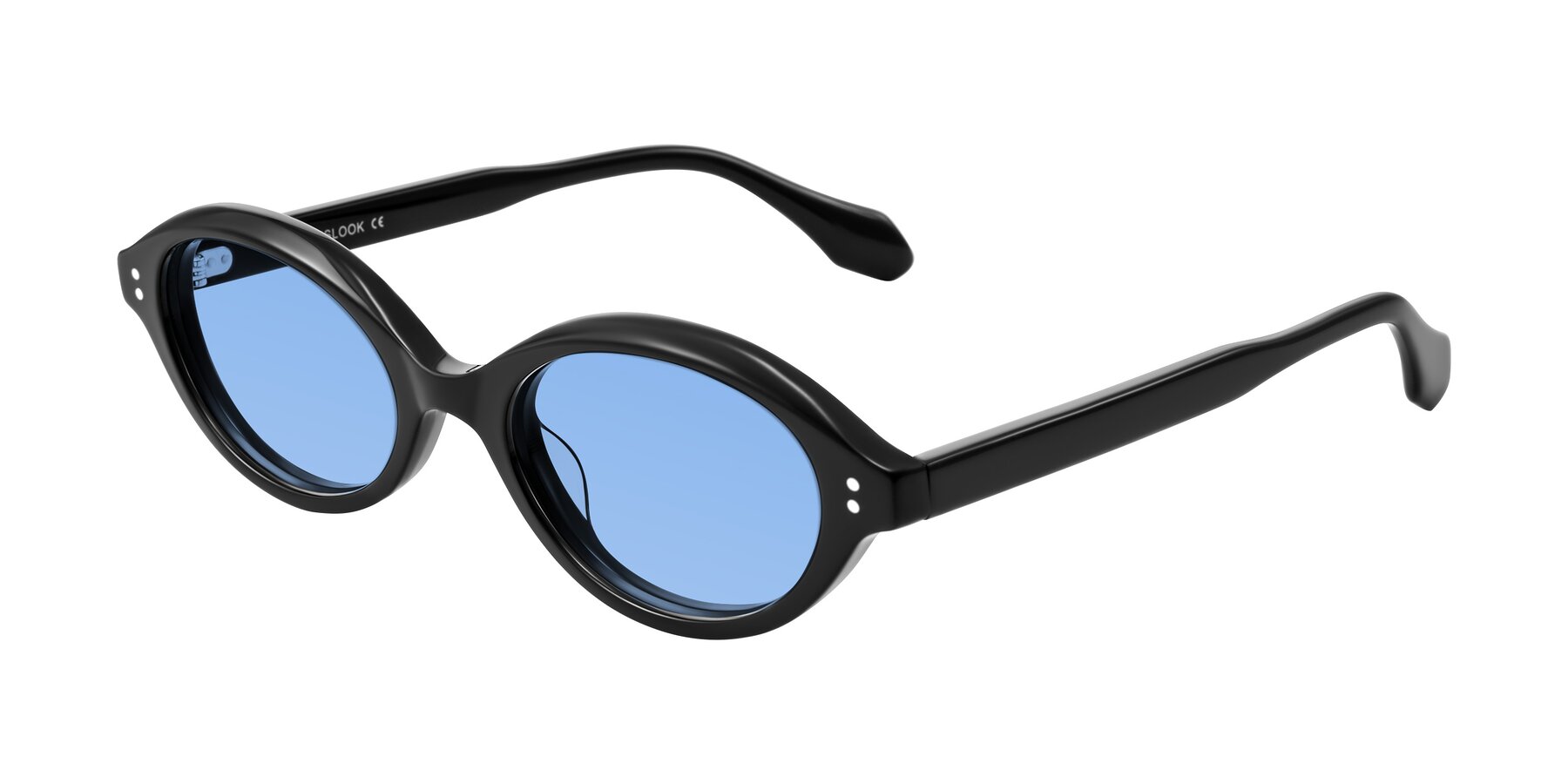 Angle of Prythian in Black with Medium Blue Tinted Lenses