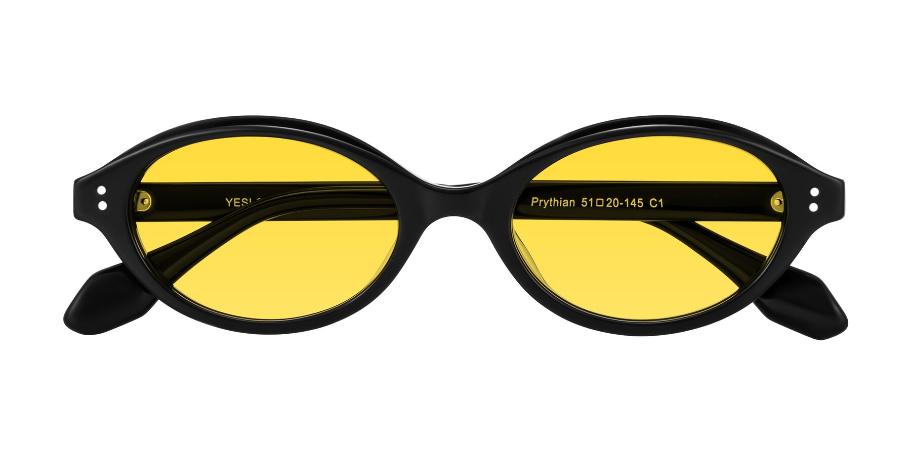 Folded Front of Prythian in Black with Yellow Tinted Lenses