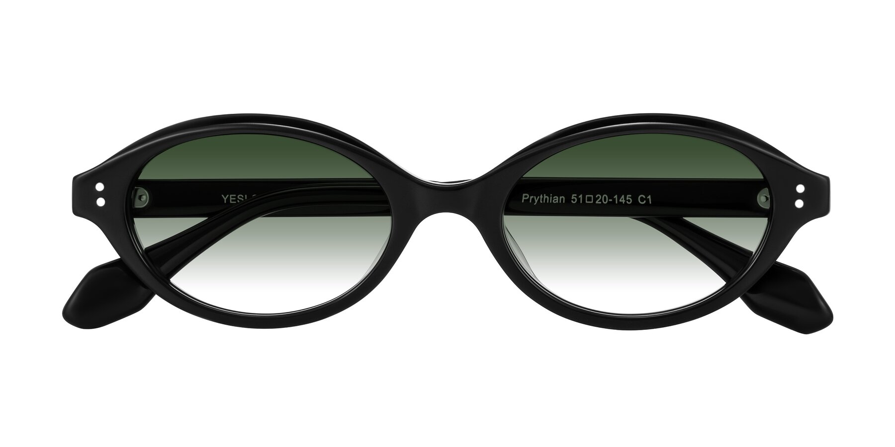 Folded Front of Prythian in Black with Green Gradient Lenses