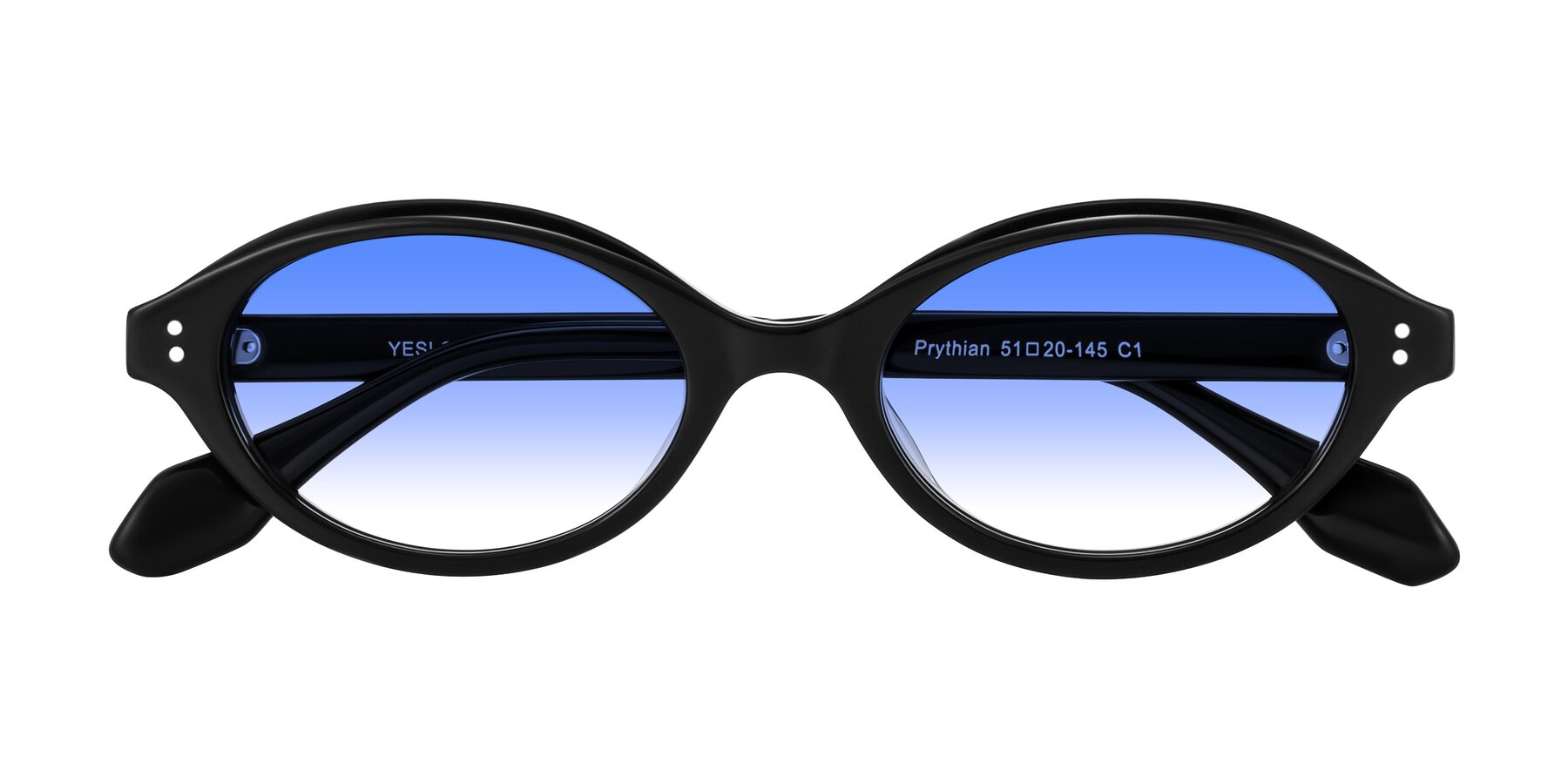 Folded Front of Prythian in Black with Blue Gradient Lenses