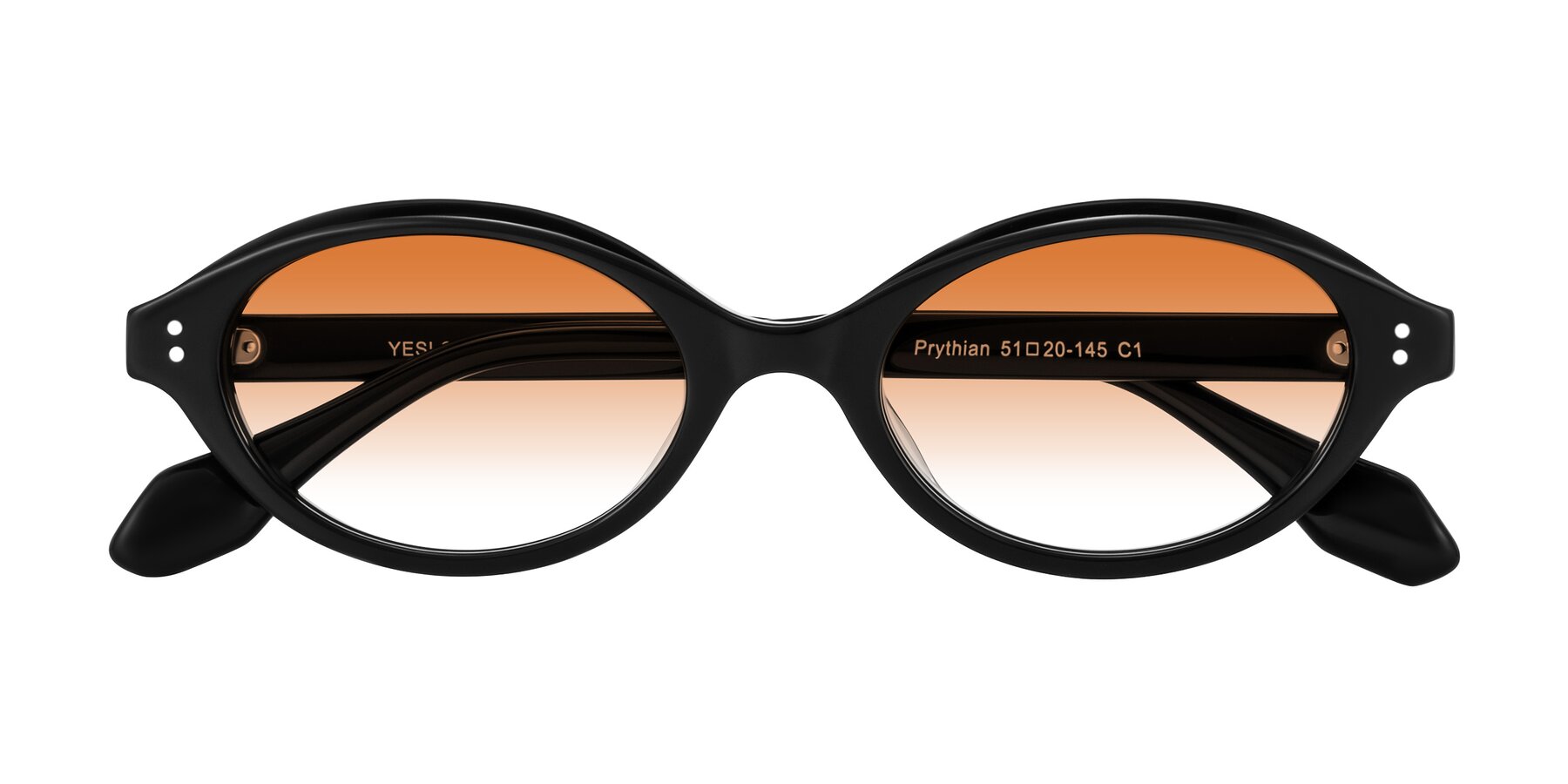 Folded Front of Prythian in Black with Orange Gradient Lenses