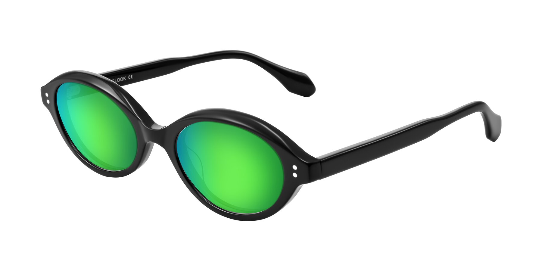 Angle of Prythian in Black with Green Mirrored Lenses