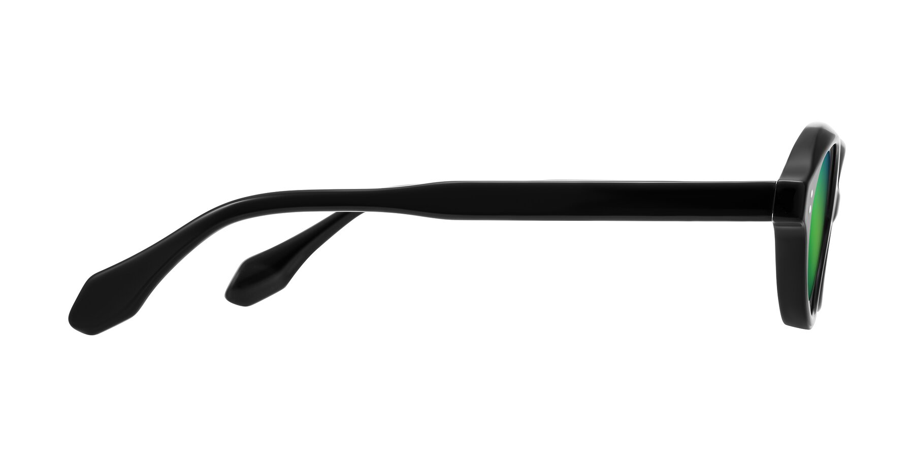Side of Prythian in Black with Green Mirrored Lenses