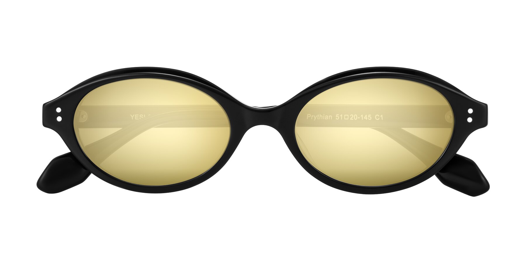 Folded Front of Prythian in Black with Gold Mirrored Lenses