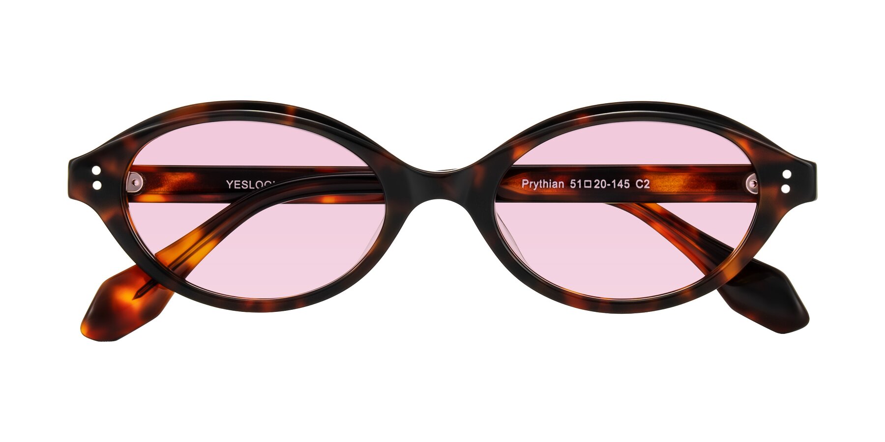 Folded Front of Prythian in Tortoise with Light Pink Tinted Lenses