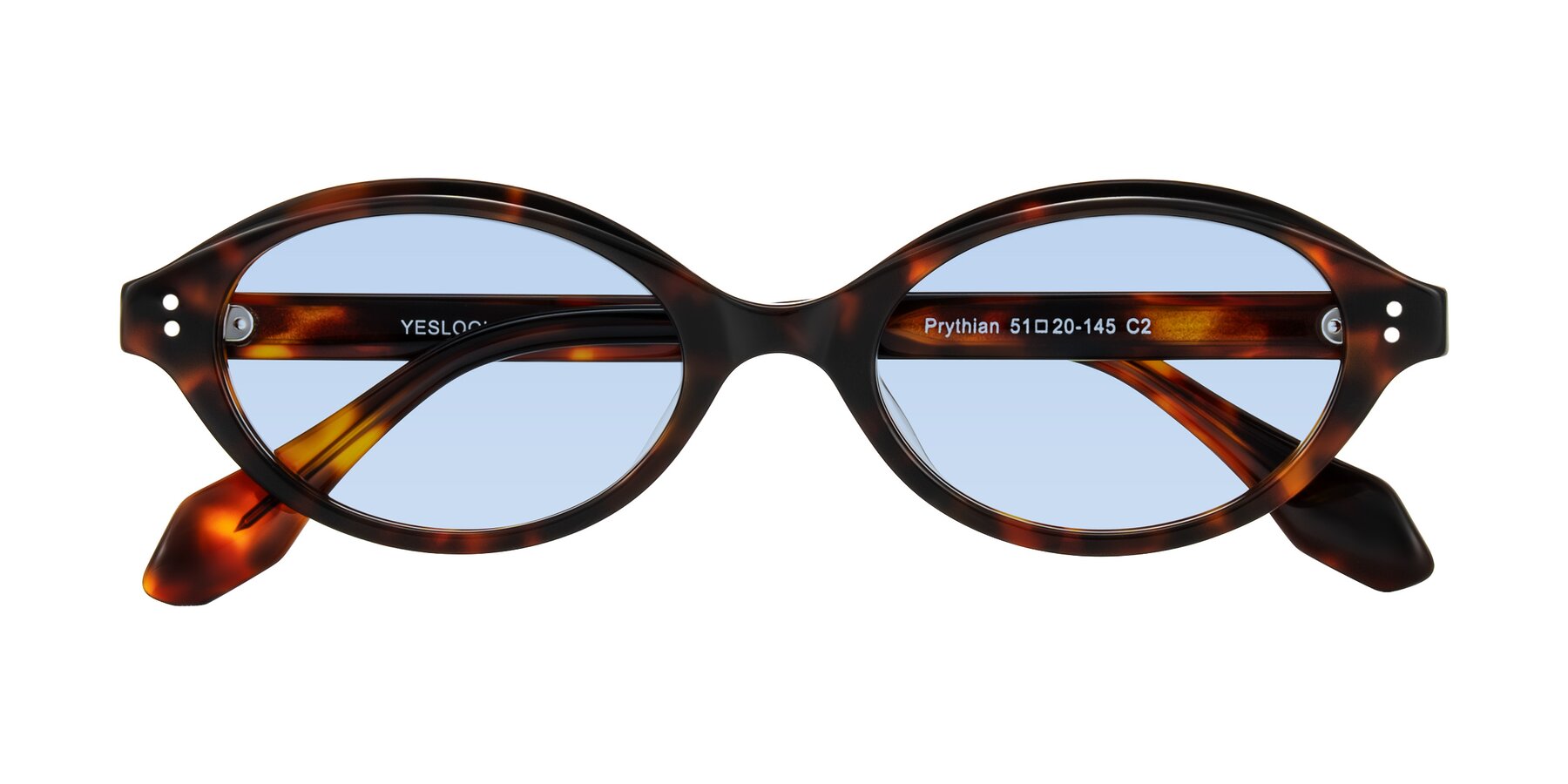 Folded Front of Prythian in Tortoise with Light Blue Tinted Lenses