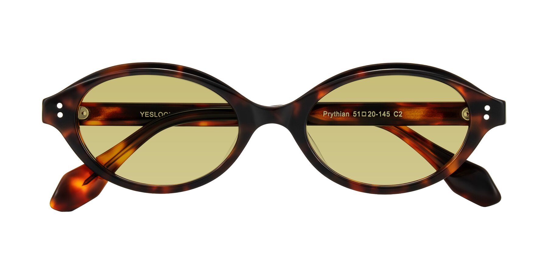 Folded Front of Prythian in Tortoise with Medium Champagne Tinted Lenses